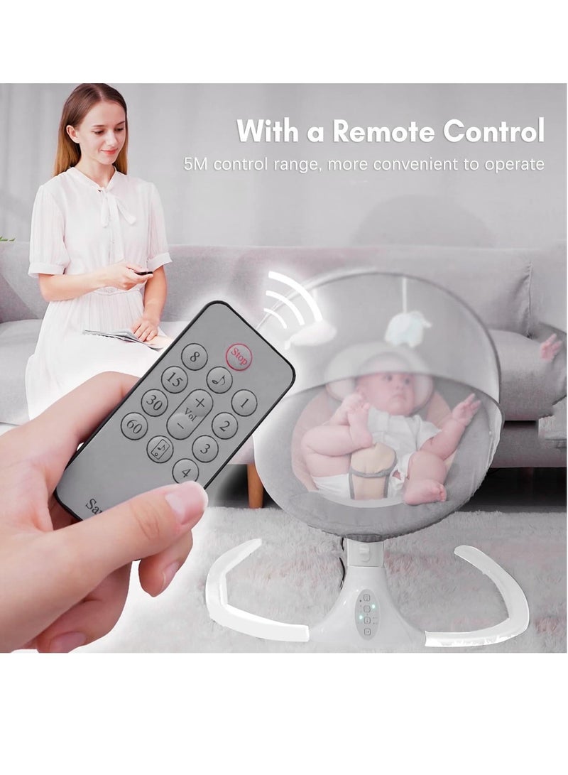 VUCATIN Baby Swing for Infants Electric Baby Rocker Baby Swing Rocker Bouncer with 4 Rocking Speed Bluetooth Remote Control 3 Point Harness Belt Music Speaker for Baby Boy Girl  - Image 4