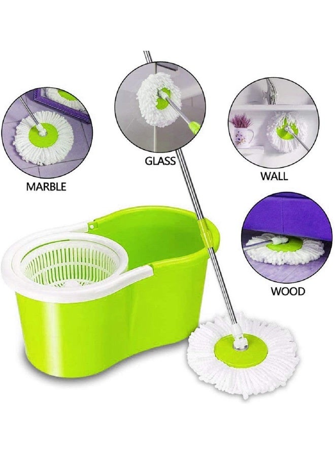 FUMES Spin mop and bucket set with 2 microfiber heads and 360 degree rotating handle for floor cleaning - Image 3