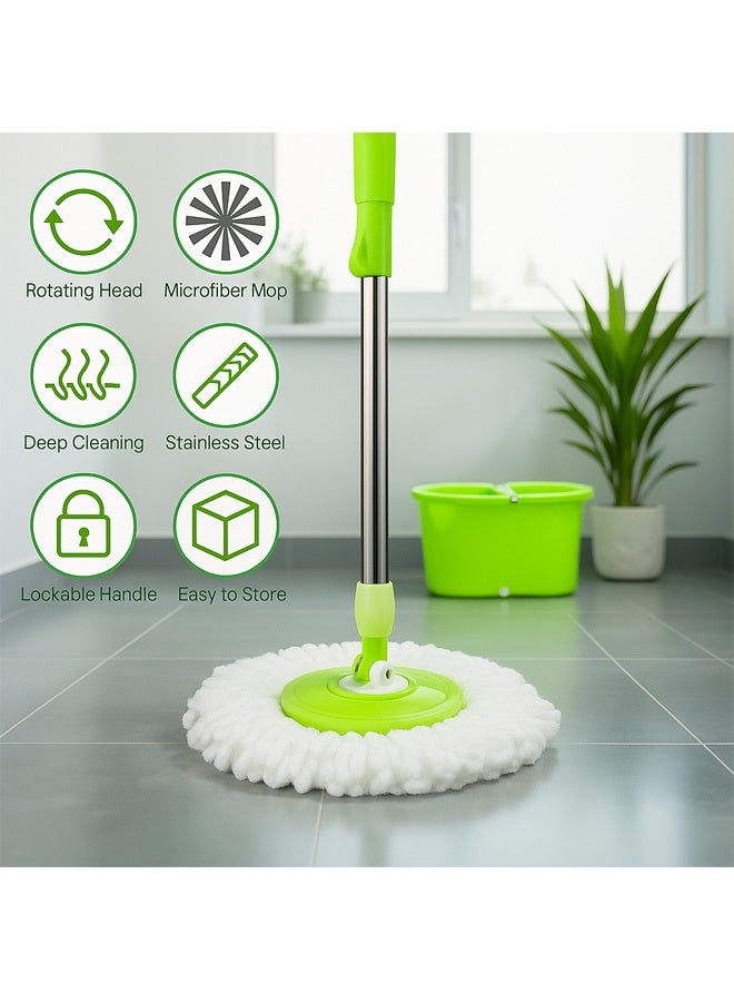 FUMES Spin mop and bucket set with 2 microfiber heads and 360 degree rotating handle for floor cleaning - Image 5