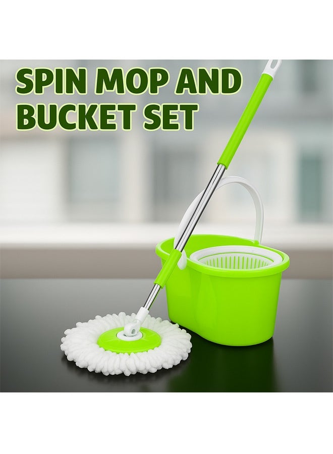 FUMES Spin mop and bucket set with 2 microfiber heads and 360 degree rotating handle for floor cleaning - Image 4
