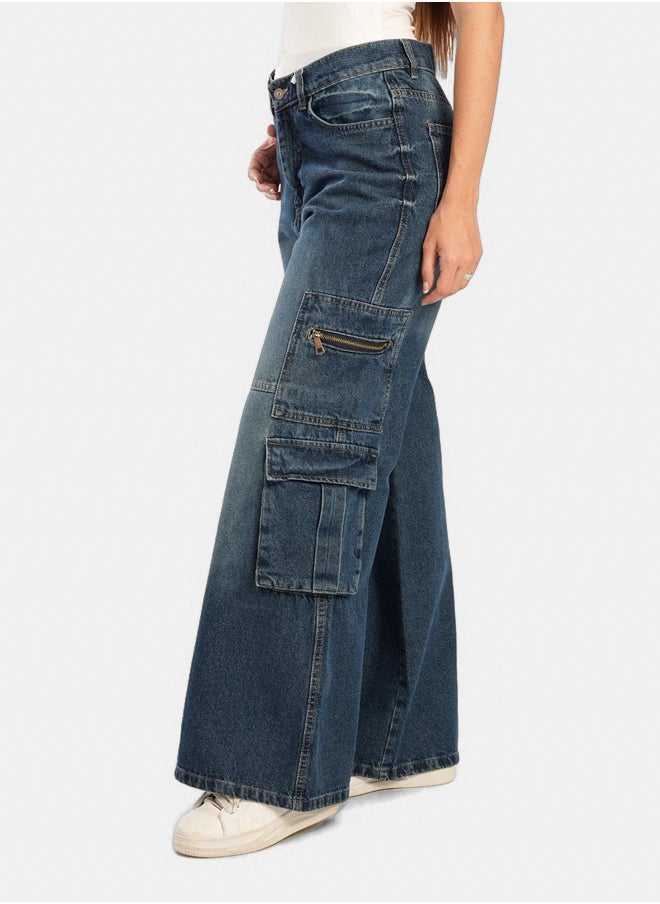 Clue Vintage Wide-Leg Cargo Jeans  - Image 2