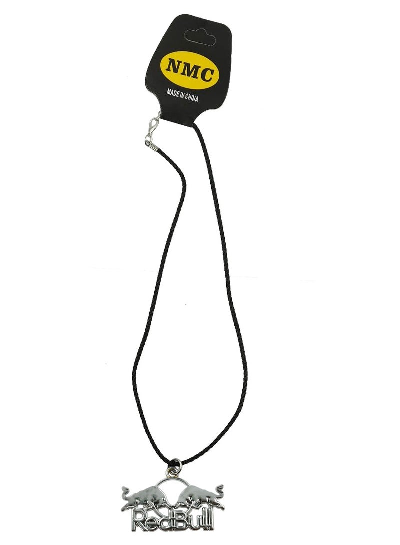 NMC RedBull-Inspired Car Pendant with Silver Finish – Durable Rearview Mirror Accessory with Black Hanging Cord - Image 2