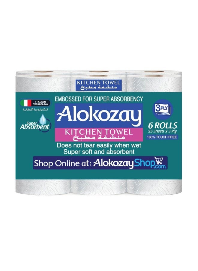 Alokozay Extra Absorbent 3 Ply Kitchen Towel 55 Sheets  - Image 1