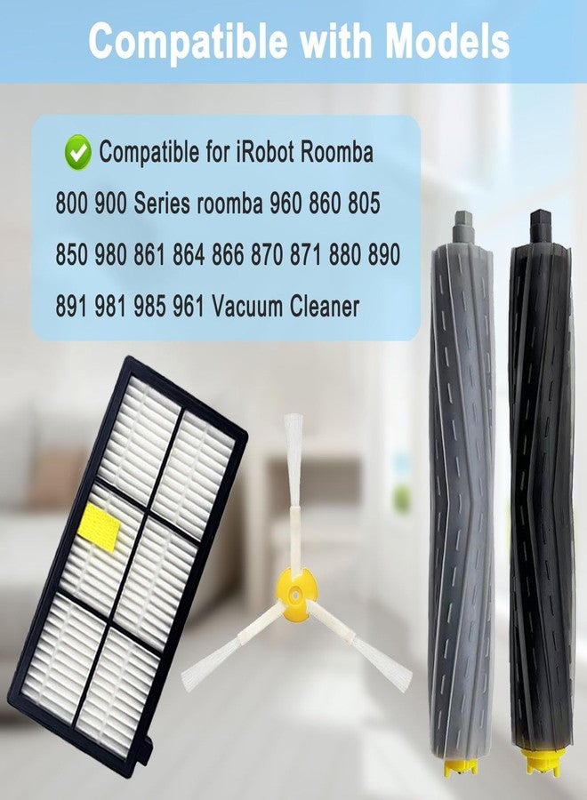 Pivxsnkew 14 Pack Roomba 800 900 Series Replacement Parts for irobot Roomba 805 960 860 861 866 870 880 890 900 960 980 981 985 Robot Vacuum, 2 Debris Extractor 6 Filters 6 Side Brushes & 6Screws - Image 2