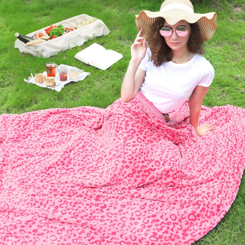 ZHIKU Blanket Pink Throw Soft Fleece Blankets Throw Blanket Lightweight 50"×60" - Image 2