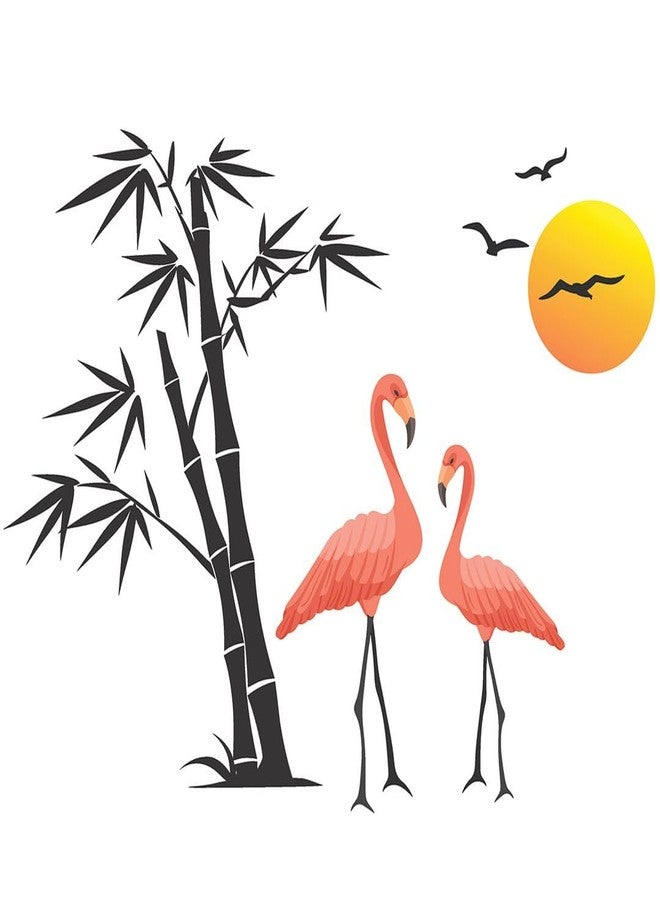 CVANU Beautiful Flamingo & Sun Self-Adhesive Vinyl Wall Sticker for Wall Decoration (35inX46in)_S260 - Image 2