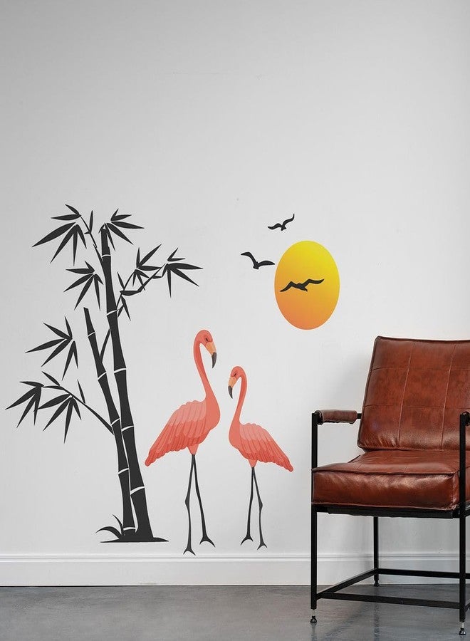 CVANU Beautiful Flamingo & Sun Self-Adhesive Vinyl Wall Sticker for Wall Decoration (35inX46in)_S260 - Image 3