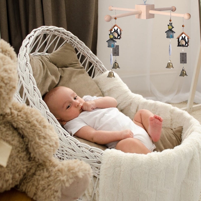 Wooden Wind Chime Safe Nontoxic Eco Friendly Attention Cultivation Baby Crib Mobile - Image 5