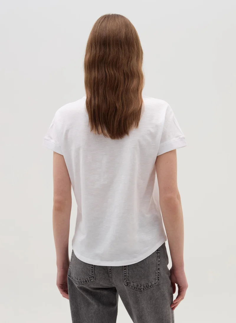او في اس Cotton T-shirt with kimono sleeves