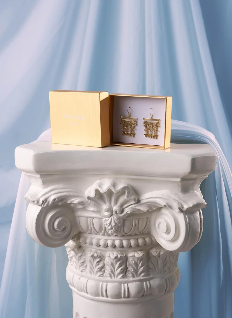 ليتشي أقراط ذهبية مرصعة بزخارف عتيقة