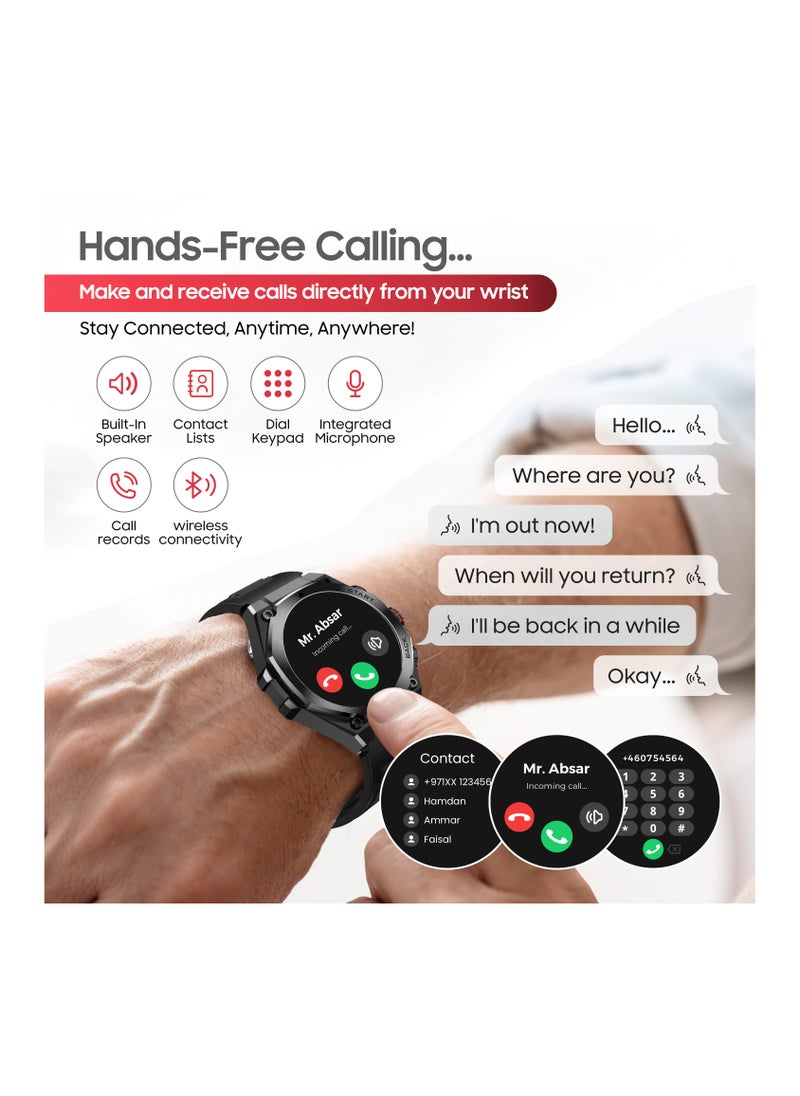 SWISS MILITARY - Swiss Military DOM6 Smartwatch 1.43" AMOLED, Bluetooth Calling, Multi Language, Health & Sports Tracking, Wireless Charging, 7 Days Battery, IP67, iOS/Android Compatible, Black Frame with Black Strap - Image 1