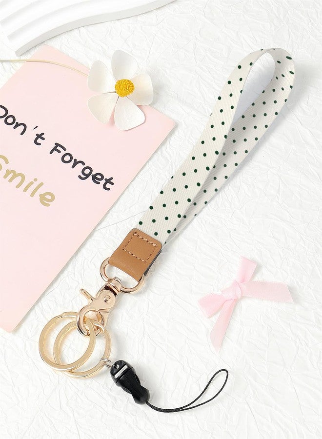 Knagsfa Wristlet Keychain, Cute Wrist Strap for Women, Wrist Lanyard for Keys, Wallet, Id Holder, Cell Phone, Beige Polka Dots - Image 2
