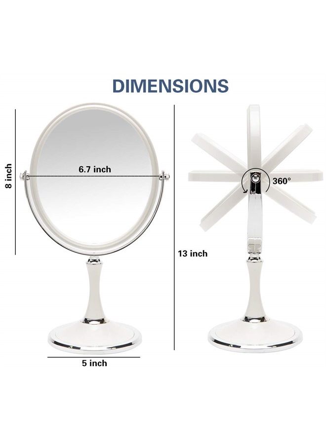 YEAKE Vintage Table Mirror with Stand 8-inch Double Sided Swivel 1X/3X Magnification Desk Mirror with Silver Style 13 Inch Height Standing Tabletop Makeup Vanity Mirror(Oval) - Image 3