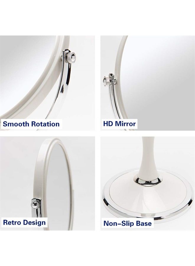 YEAKE Vintage Table Mirror with Stand 8-inch Double Sided Swivel 1X/3X Magnification Desk Mirror with Silver Style 13 Inch Height Standing Tabletop Makeup Vanity Mirror(Oval) - Image 4