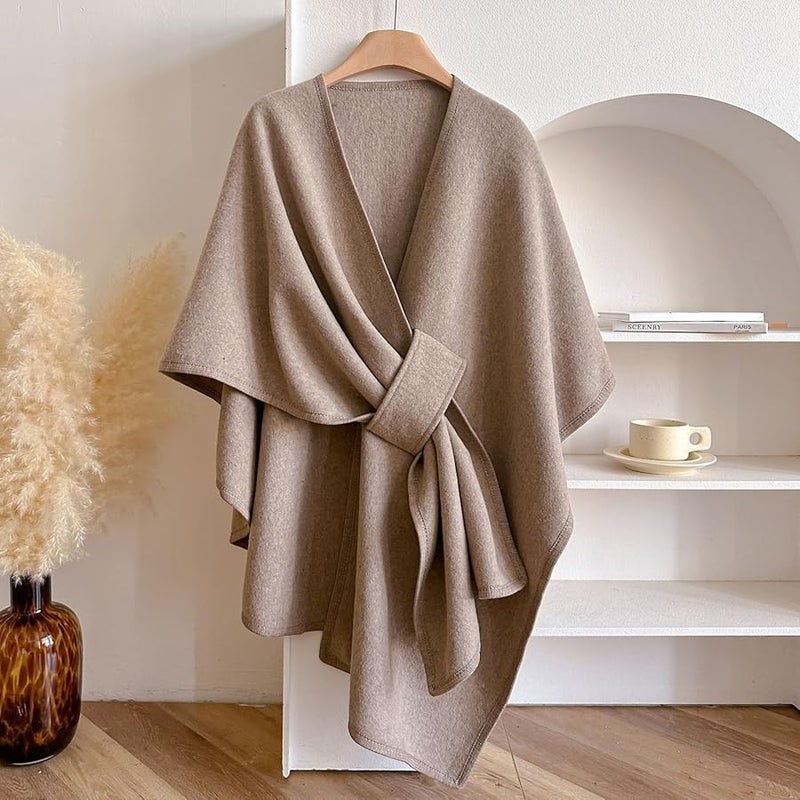 Camel Color Lightweight Faux Wool Scarf Shawl Wrap For Winter Autumn Travel Unisex - Image 4