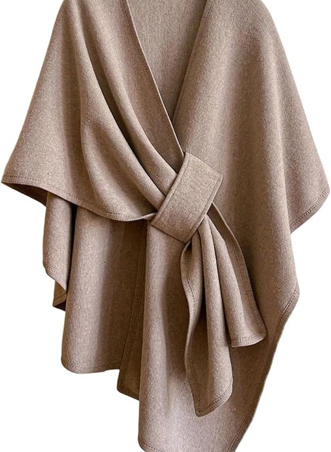 Camel Color Lightweight Faux Wool Scarf Shawl Wrap For Winter Autumn Travel Unisex - Image 2