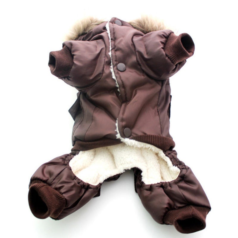 Pet Clothes Winter Warm Windproof USA Dog Puppy Coat Hoodie Outwear Size L (Coffee) - Image 2