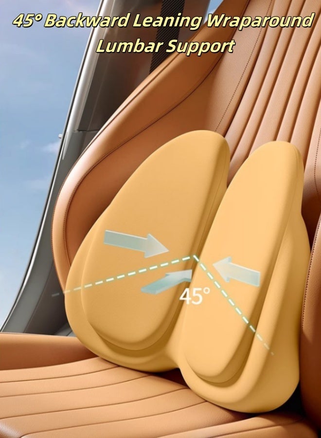 MLADEN 2PCS Lumbar Support Pillow And Car Headrest Neck Pillow Set Memory Foam Car Pillow Ergonomic Office Chair Headrest Pillow With Adjustable Strap Automotive Interior (Yellow) - Image 3