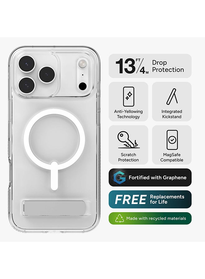 ZAGG iPhone 17 Pro Max Case – Crystal Palace Snap MagSafe Compatible Clear Cover with Kickstand, Graphene Strength, 13 ft Drop Protection & Anti-Yellowing – Clear - Image 2