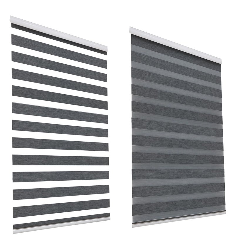 HSYLYM Day And Night Zebra Roller Blinds Durable Fabric Shades Easy Fit Zebra Window Blinds Width 115cm x Length 150cmGrey