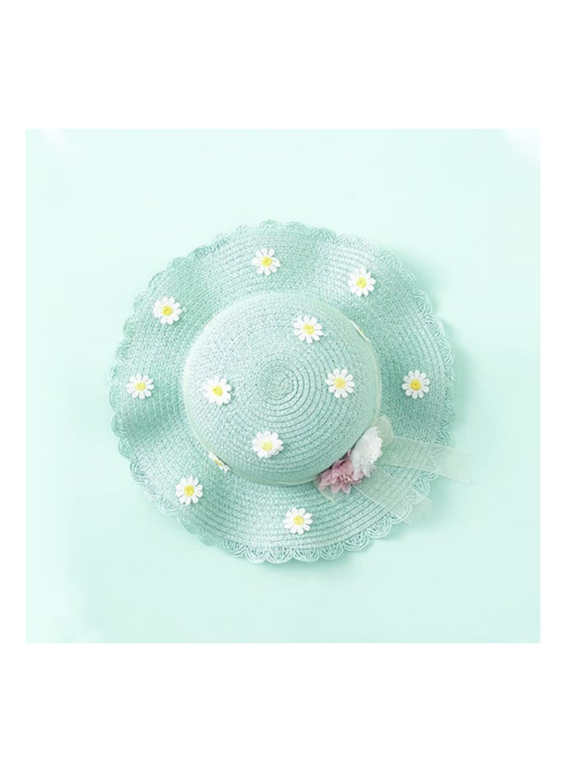 Excefore Girls Sun Hat with Shoulder Bag Set, Large Brim Flower Beach Summer Hat Straw Purse Beach Bag Cute Flower Summer Beach Cap - Image 3