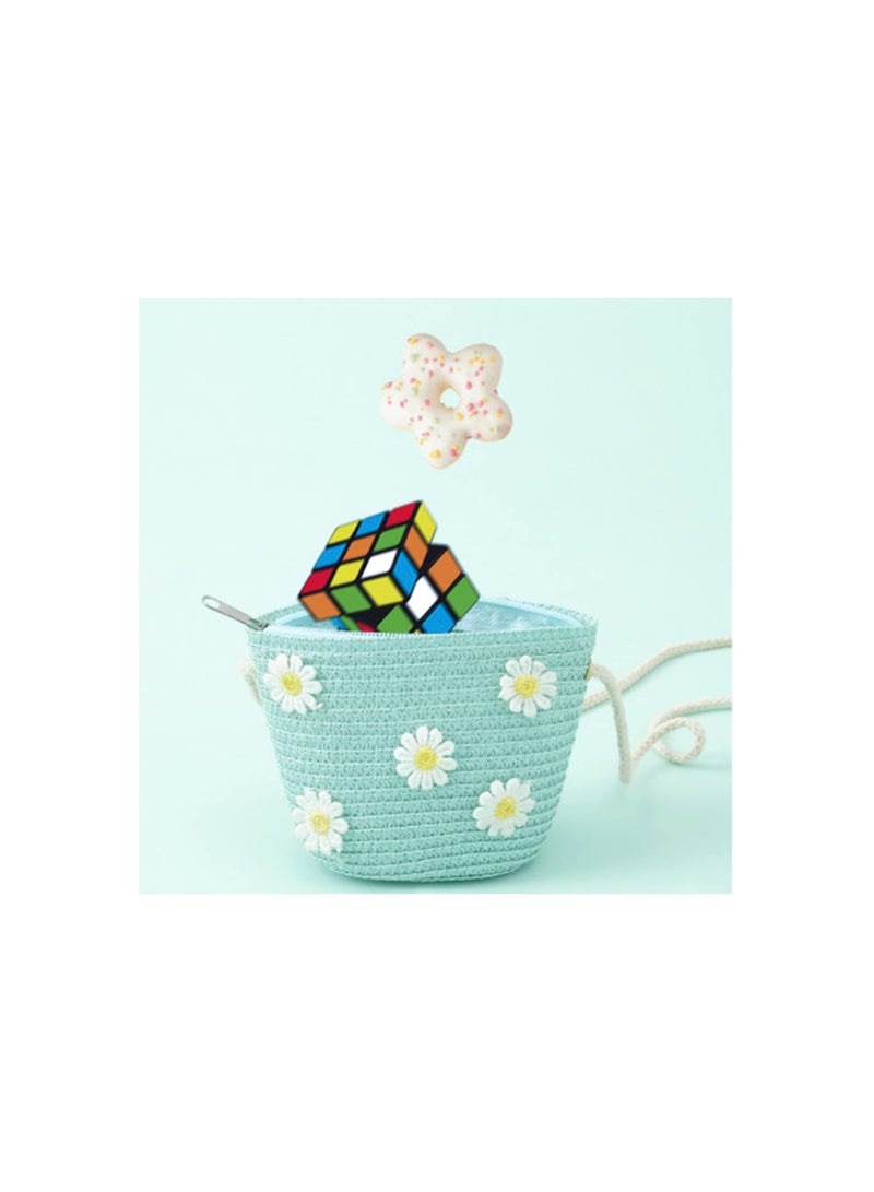 Excefore Girls Sun Hat with Shoulder Bag Set, Large Brim Flower Beach Summer Hat Straw Purse Beach Bag Cute Flower Summer Beach Cap - Image 5