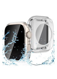 KASTWAVE 2 in 1 Privacy Waterproof Apple Watch Case for Series 9 8 7 Screen Protector 41mm, Front Anti Spy Tempered Glass Face Cover + Back Bumper for iWatch Accessories 41 mm Clear  - Image 1