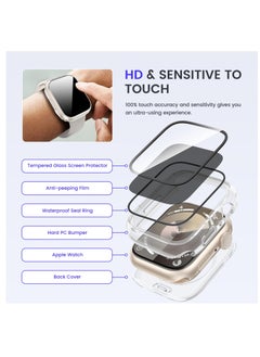 KASTWAVE 2 in 1 Privacy Waterproof Apple Watch Case for Series 9 8 7 Screen Protector 41mm, Front Anti Spy Tempered Glass Face Cover + Back Bumper for iWatch Accessories 41 mm Clear  - Image 2