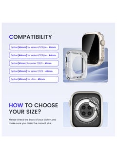 KASTWAVE 2 in 1 Privacy Waterproof Apple Watch Case for Series 9 8 7 Screen Protector 41mm, Front Anti Spy Tempered Glass Face Cover + Back Bumper for iWatch Accessories 41 mm Clear  - Image 4