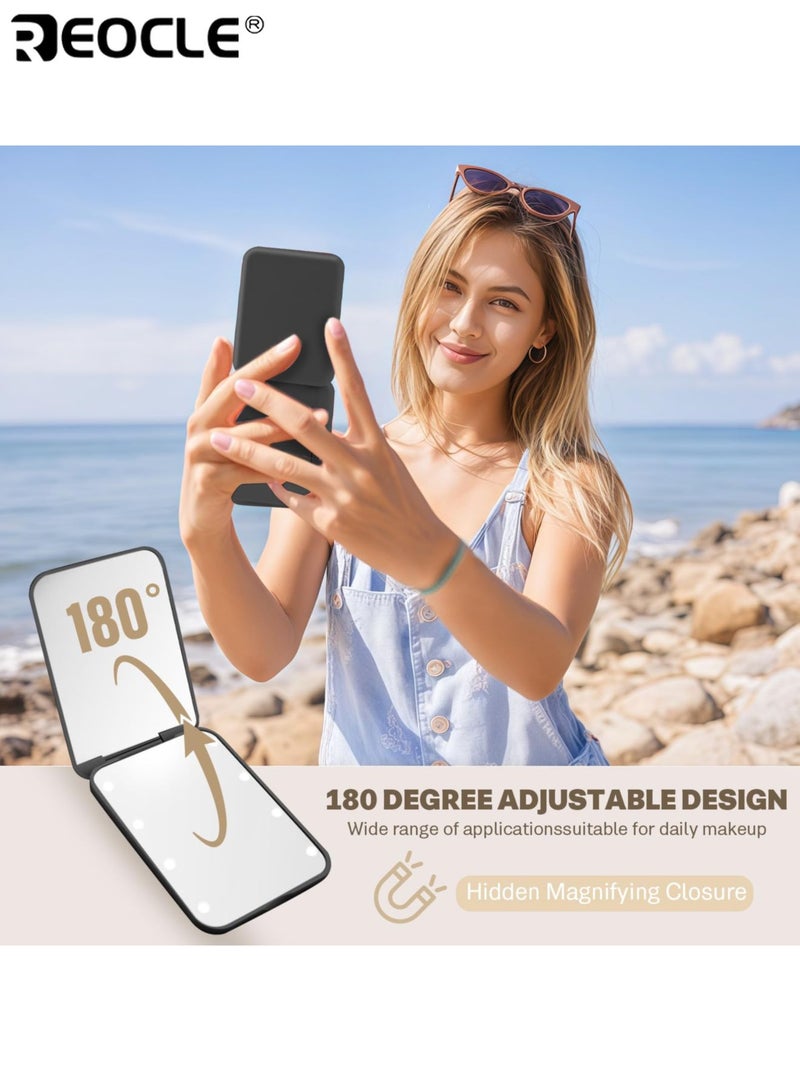 REOCLE Women's LED Makeup Mirror with 2X Magnification & Touch Control Portable Lighted Compact with Double Sided Design for Travel Home Vanity Use - Image 4