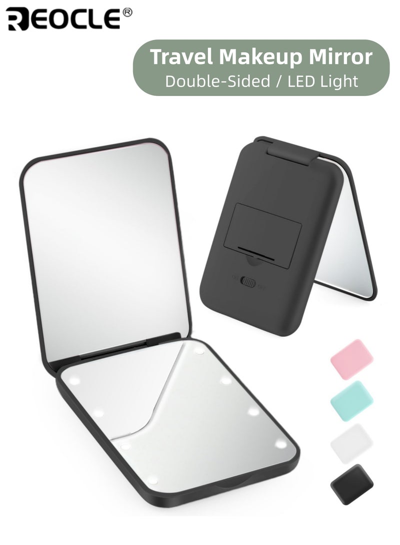 REOCLE Women's LED Makeup Mirror with 2X Magnification & Touch Control Portable Lighted Compact with Double Sided Design for Travel Home Vanity Use - Image 1