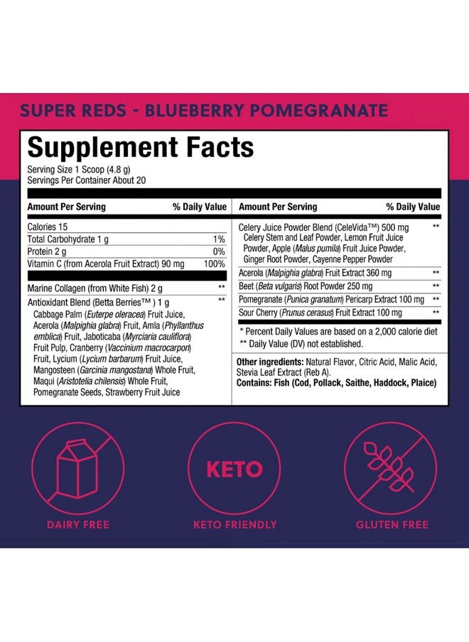 Perfect Keto Super Reds Powder Antioxidant Blend Delicious Superfoods Powder Drink Mix With Polyphenols Enzymes And Marine Collagen Blueberry Pomegranate  - Image 3
