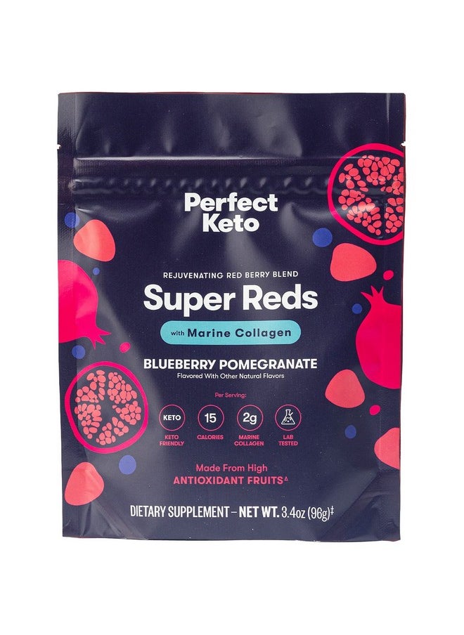 Perfect Keto Super Reds Powder Antioxidant Blend Delicious Superfoods Powder Drink Mix With Polyphenols Enzymes And Marine Collagen Blueberry Pomegranate  - Image 2