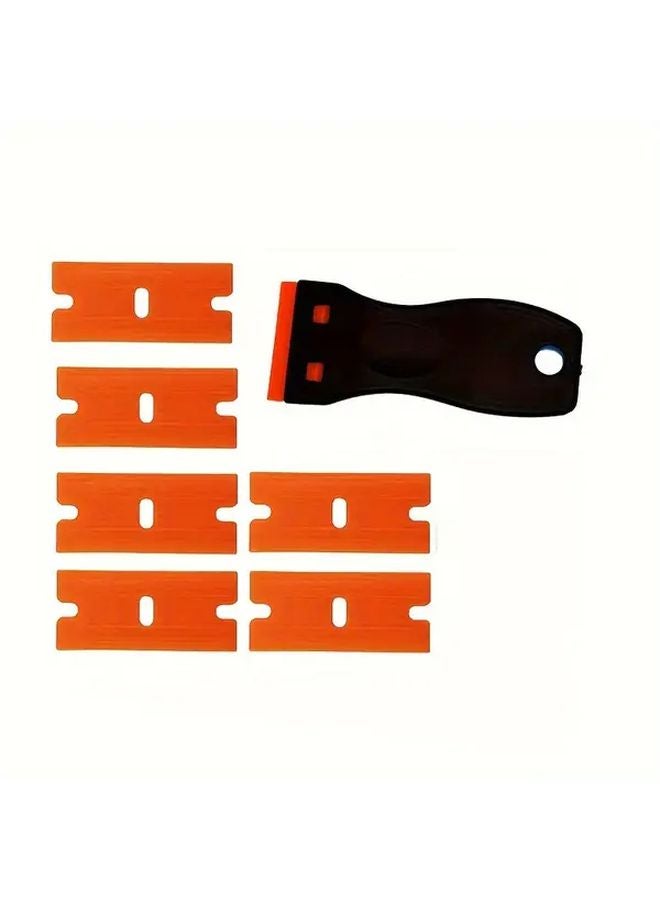 1 Scraper 6 Blades Black Plastic Razor For Paint Sticker Label Removal - Image 1