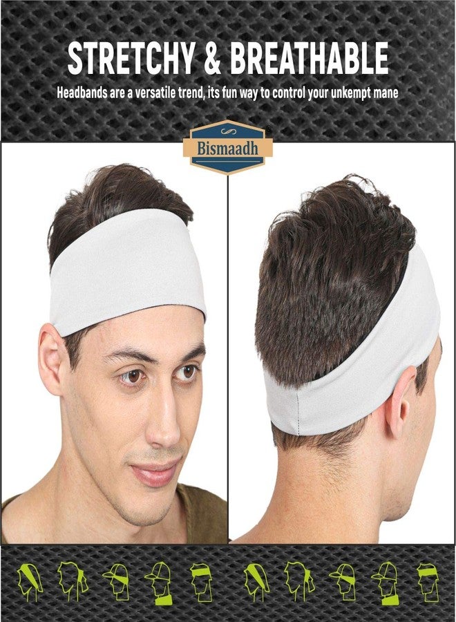 بسماد عصابة رأس رياضية مزدوجة الجوانب من بسماده للرجال والنساء - عصابة رأس رياضية ماصة للعرق للجري وركوب الدراجات والكريكيت وكرة القدم والتمارين الرياضية واليوغا والنادي الرياضي والأنشطة الرياضية - Image 3