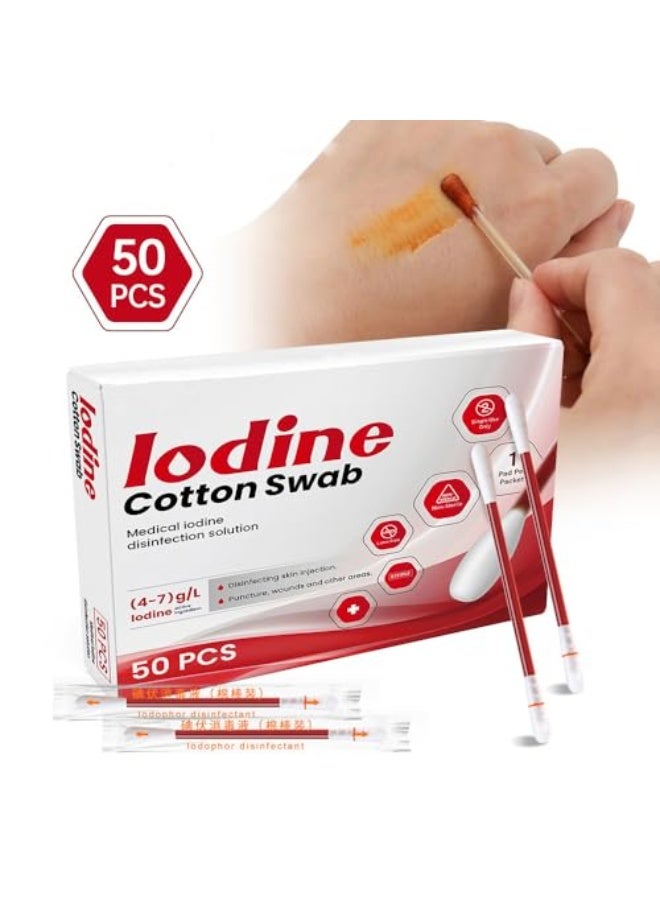 Sumifun 100 Pcs Iodophor cotton swabs & Alcohol Cotton Swabs Set, Disposable for Skin & Surface Cleaning, for Nasal Ears Bruise Travel Outside Emergency Medical Wound Care, Daily Cleaning, and Pet Care - Image 2