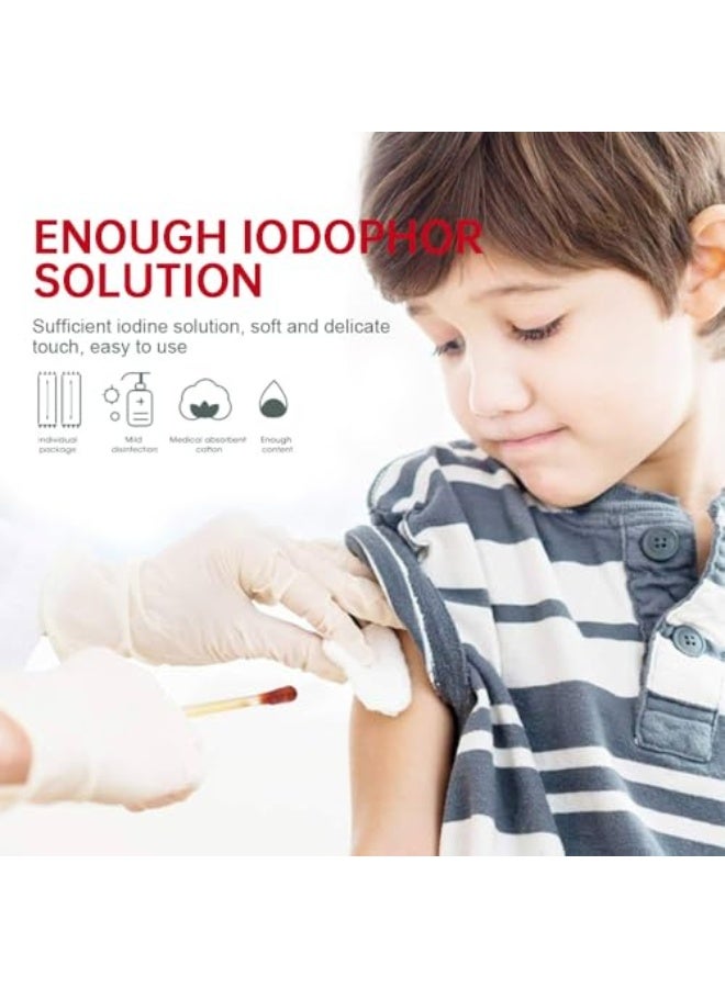 Sumifun 100 Pcs Iodophor cotton swabs & Alcohol Cotton Swabs Set, Disposable for Skin & Surface Cleaning, for Nasal Ears Bruise Travel Outside Emergency Medical Wound Care, Daily Cleaning, and Pet Care - Image 4