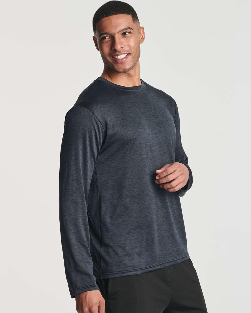 REALESSENTIALS Real Essentials 4 Pack: Mens Long Sleeve Dry Fit T Shirts Hiking Fishing Workout Gym Work Sun UPF 50 Wicking Running Tee, Set 3, Large - Image 2