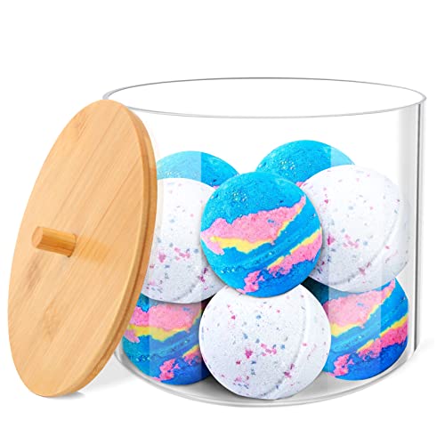 JYPS Large Capacity Laundry Pods Container with Bamboo Lid, Clear Acrylic Powder Detergent Containers for Pods, Scent Boosters & Powder, Laundry Room Organization decor, Airtight Storage Jars - Image 1