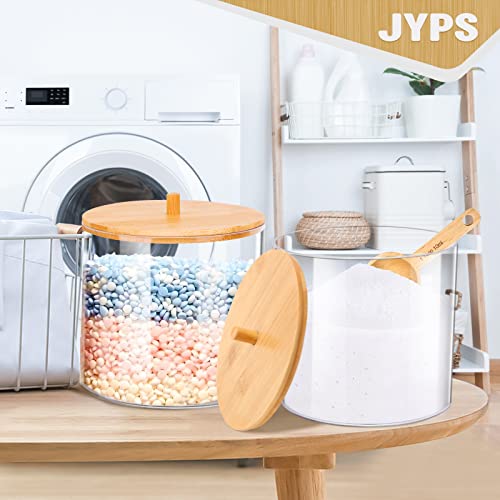 JYPS Large Capacity Laundry Pods Container with Bamboo Lid, Clear Acrylic Powder Detergent Containers for Pods, Scent Boosters & Powder, Laundry Room Organization decor, Airtight Storage Jars - Image 3