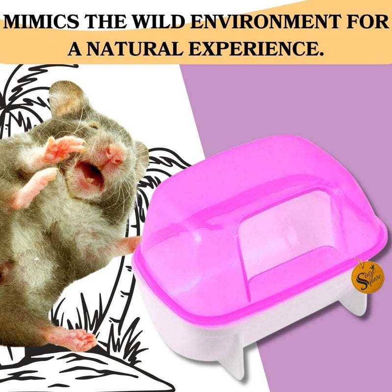 Sage Square حوض رمل للاستحمام للهامستر، الأقزام، الجربيل، الشينشيلا، الفئران - عزز نظافة حيوانك الأليف بأناقة، وقدم لحيواناتك الأليفة منطقة استحمام مريحة. - Image 4