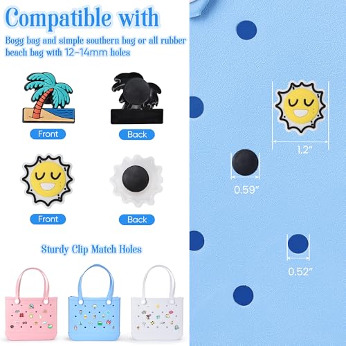Ella & Emma 50pcs DIY Summer Charms for Bogg Bag, Boggbag Accessories Letters Flowers Baseball Beach Cute Decoration Bag Charms for Bogg Bag Rubber Tote Beach Bags - Image 3
