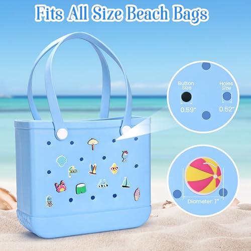 Ella & Emma 50pcs DIY Summer Charms for Bogg Bag, Boggbag Accessories Letters Flowers Baseball Beach Cute Decoration Bag Charms for Bogg Bag Rubber Tote Beach Bags - Image 5
