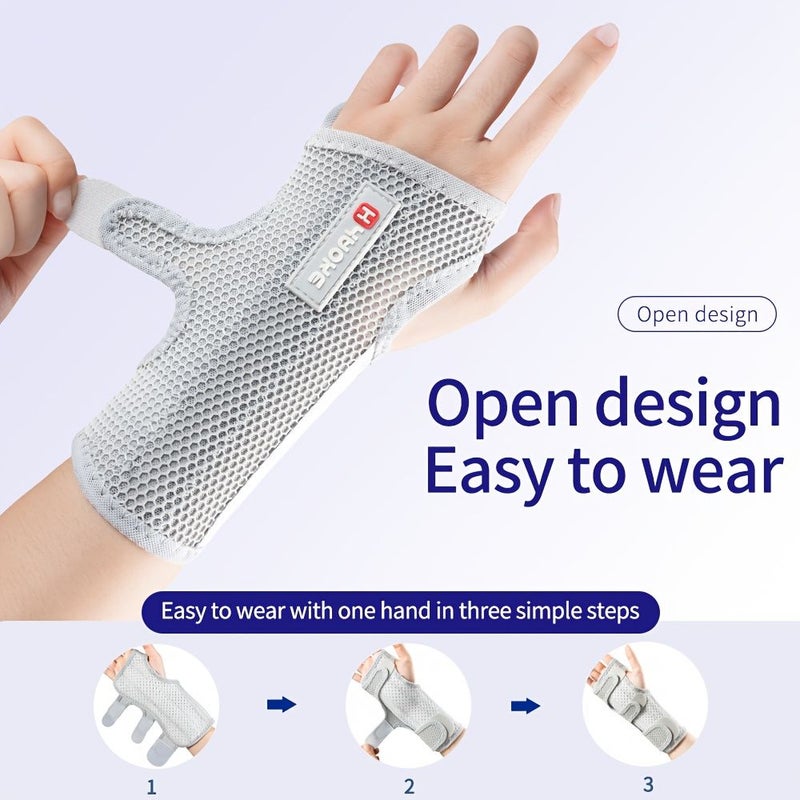 Adjustable Pressurized Wrist Stabilizer Brace With Breathable Mesh Hook Loop Closure Detachable Plate For Carpal Tunnel Post Surgery Gray Right Hand Size M - Image 5