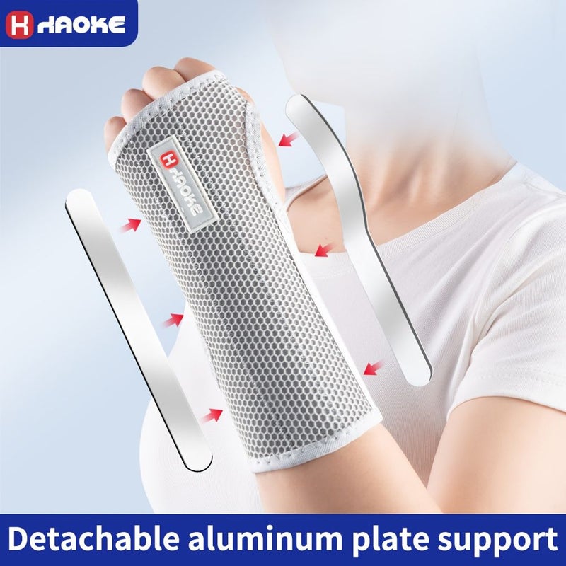 Adjustable Pressurized Wrist Stabilizer Brace With Breathable Mesh Hook Loop Closure Detachable Plate For Carpal Tunnel Post Surgery Gray Right Hand Size M - Image 1