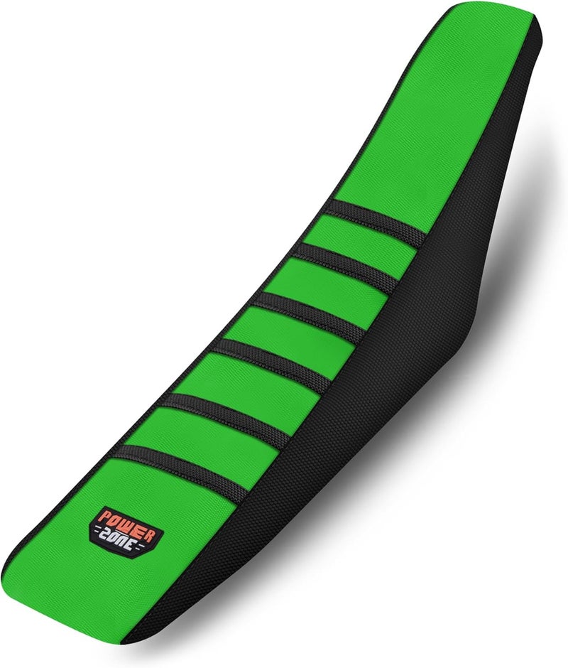 sawrain Universal Ribbed Gripper Dirt Bike Seat Cover - Black-Green - Image 1