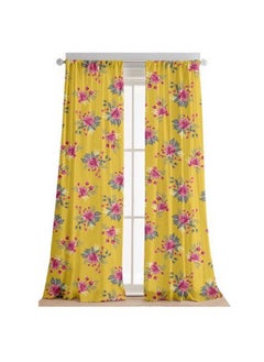 Lushomes Curtains 8 Feet Long Set Of 2, Door Curtains 8 Ft, Door Curtain, Curtains For Bedroom, Semi Sheer Curtains, Rod Pocket Curtains (Pack Of 2, 57X96 Inch, Yellow Flowers)  - Image 1
