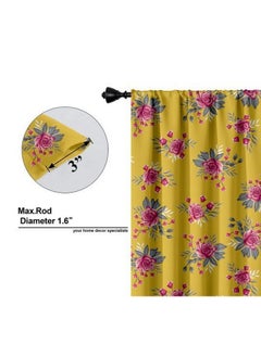 Lushomes Curtains 8 Feet Long Set Of 2, Door Curtains 8 Ft, Door Curtain, Curtains For Bedroom, Semi Sheer Curtains, Rod Pocket Curtains (Pack Of 2, 57X96 Inch, Yellow Flowers)  - Image 5