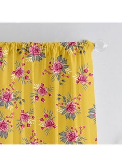 Lushomes Curtains 8 Feet Long Set Of 2, Door Curtains 8 Ft, Door Curtain, Curtains For Bedroom, Semi Sheer Curtains, Rod Pocket Curtains (Pack Of 2, 57X96 Inch, Yellow Flowers)  - Image 2