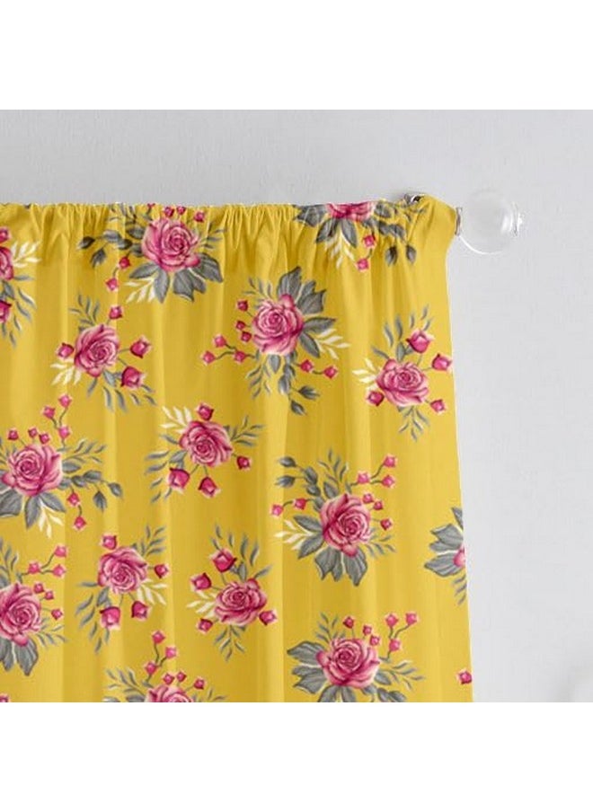 Lushomes Curtains 8 Feet Long Set Of 2, Door Curtains 8 Ft, Door Curtain, Curtains For Bedroom, Semi Sheer Curtains, Rod Pocket Curtains (Pack Of 2, 57X96 Inch, Yellow Flowers)  - Image 2
